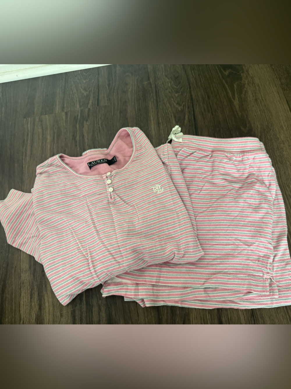 Ralph Lauren Pink & White Striped Pajama Set